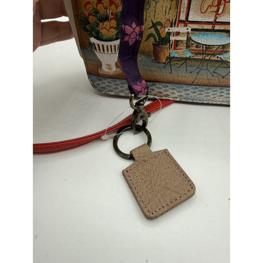 Anuschka Hand Painted Leather Crossbody Travel Organizer Bag-FRANCE Le Cafe - Picture 6 of 7